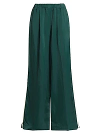 Eva Side-Stripe Linen-Blend Wide-Leg Pants