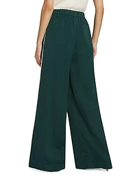 Eva Side-Stripe Linen-Blend Wide-Leg Pants