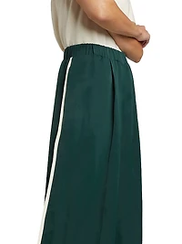 Eva Side-Stripe Linen-Blend Wide-Leg Pants