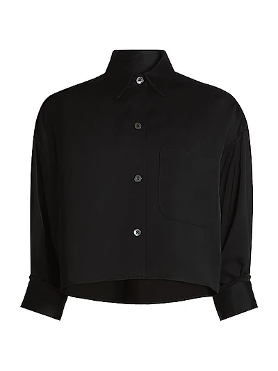 Soon To Be Ex Linen-Blend Crop Shirt