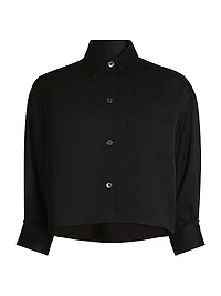 Soon To Be Ex Linen-Blend Crop Shirt