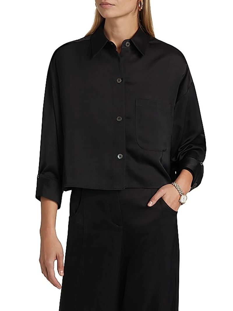 Soon To Be Ex Linen-Blend Crop Shirt