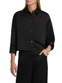 Soon To Be Ex Linen-Blend Crop Shirt