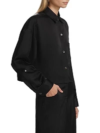 Soon To Be Ex Linen-Blend Crop Shirt