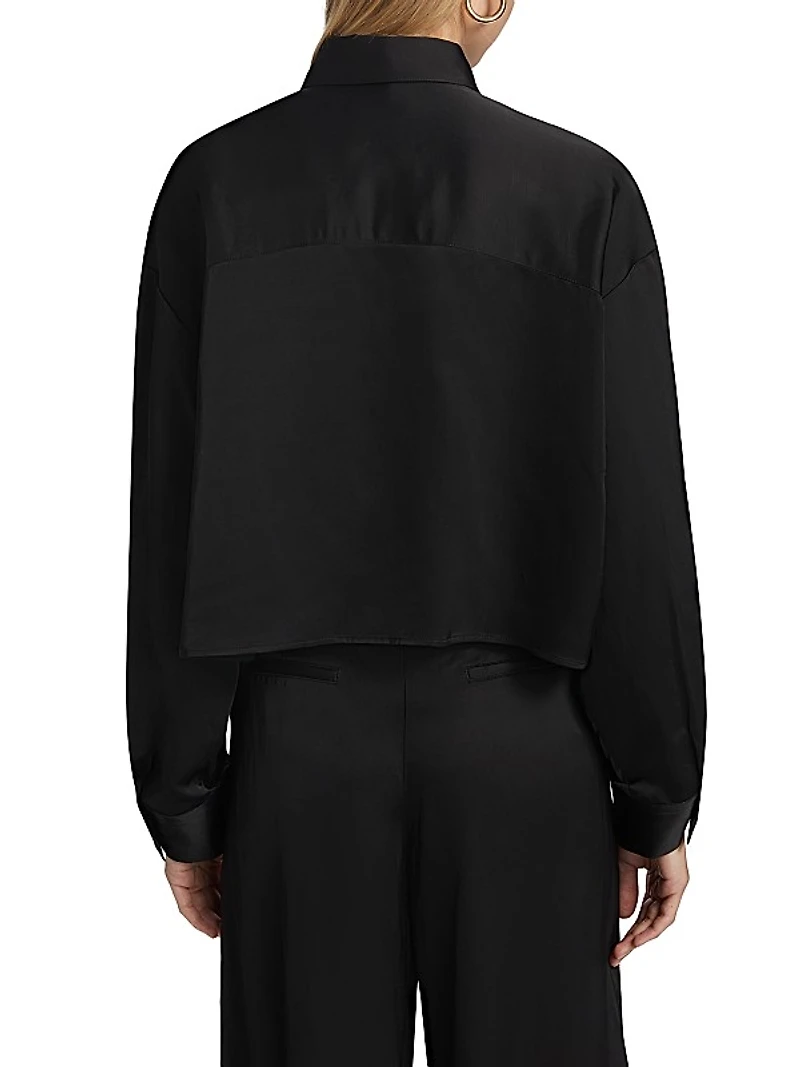 Soon To Be Ex Linen-Blend Crop Shirt