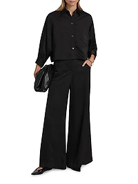 Soon To Be Ex Linen-Blend Crop Shirt