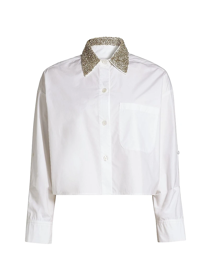 Next Ex Embellished Cotton Crop Shirt