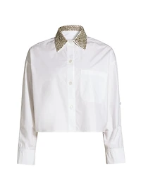 Next Ex Embellished Cotton Crop Shirt