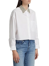 Next Ex Embellished Cotton Crop Shirt