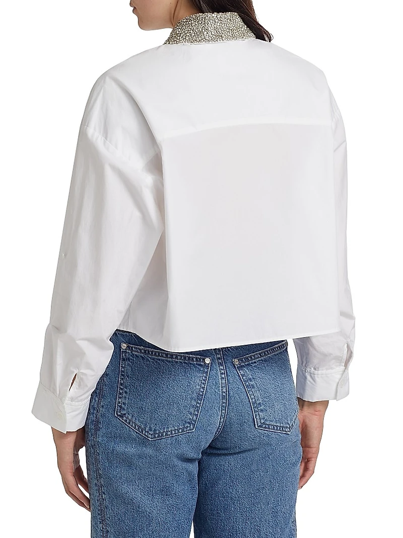 Next Ex Embellished Cotton Crop Shirt