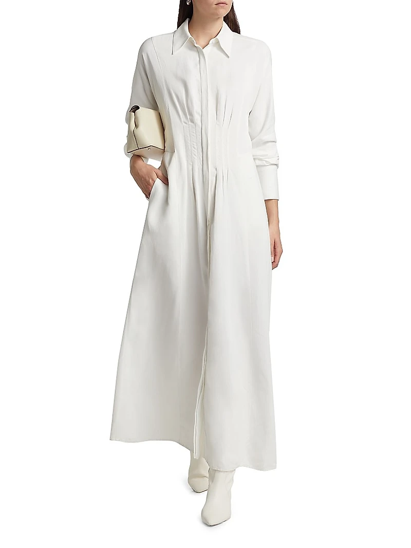 Main Street After Midnight Pleated Maxi Shirtdress