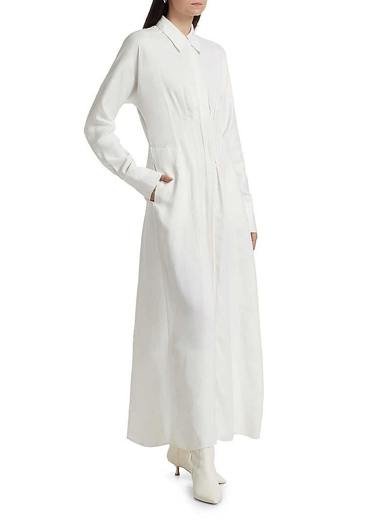 Main Street After Midnight Pleated Maxi Shirtdress