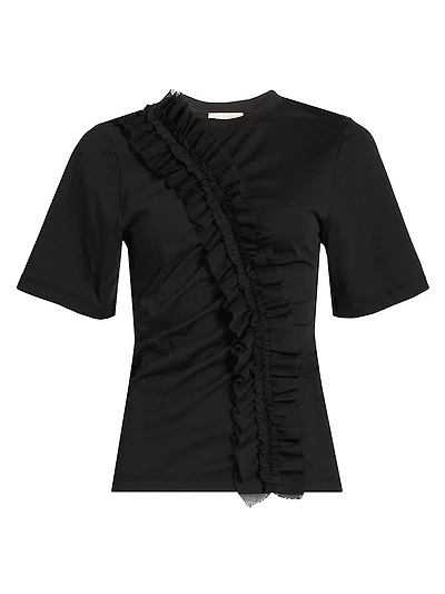 Vivi Ruffled Cotton T-Shirt