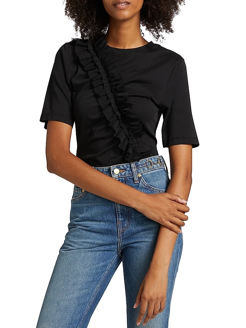 Vivi Ruffled Cotton T-Shirt