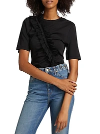 Vivi Ruffled Cotton T-Shirt