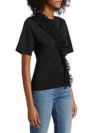 Vivi Ruffled Cotton T-Shirt