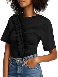 Vivi Ruffled Cotton T-Shirt