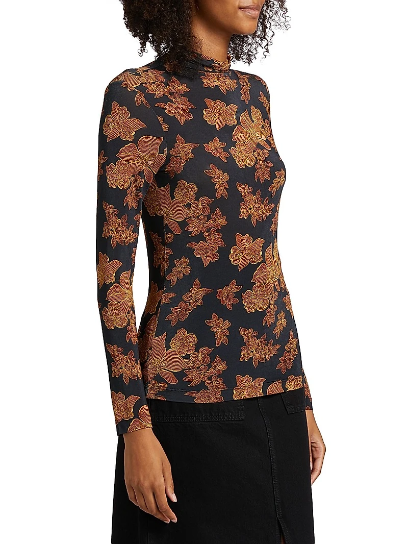 Aurelia Floral Turtleneck Sweater