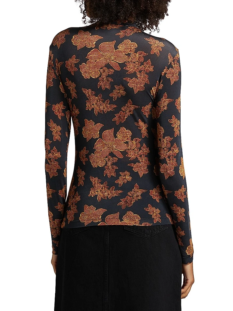 Aurelia Floral Turtleneck Sweater