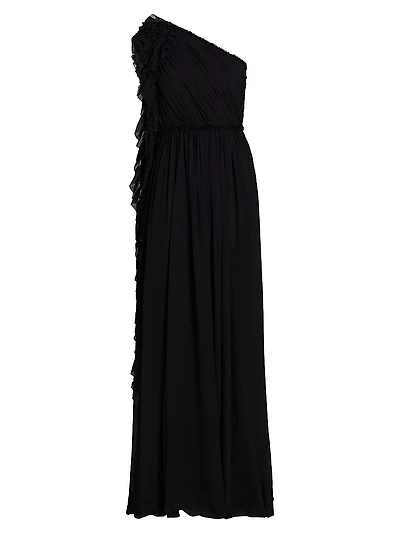 Adona Silk One-Shoulder Gown