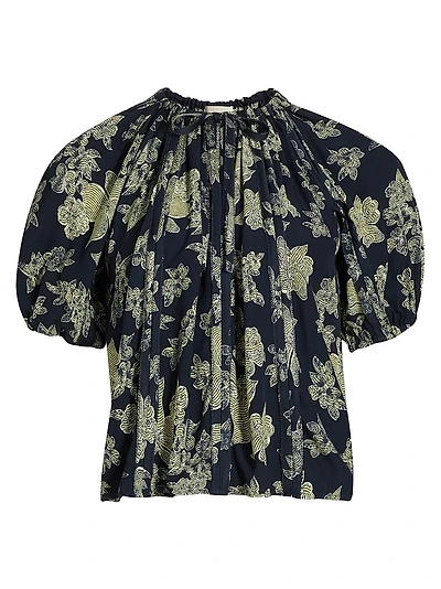Marcelena Floral Tieneck Blouse