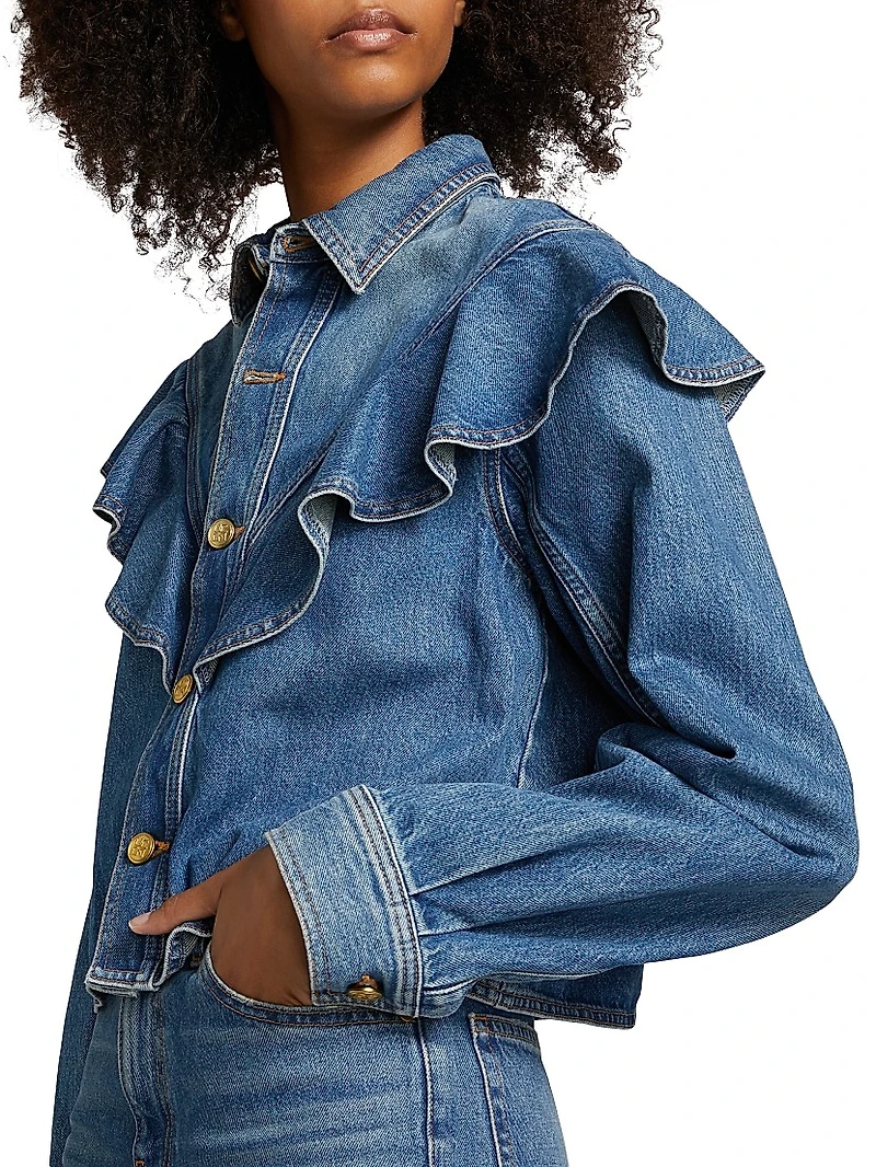The Mathilde Ruffled Denim Jacket