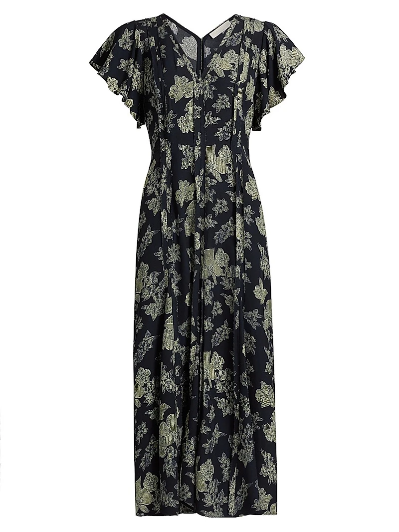 Evette Floral V-Neck Maxi Dress
