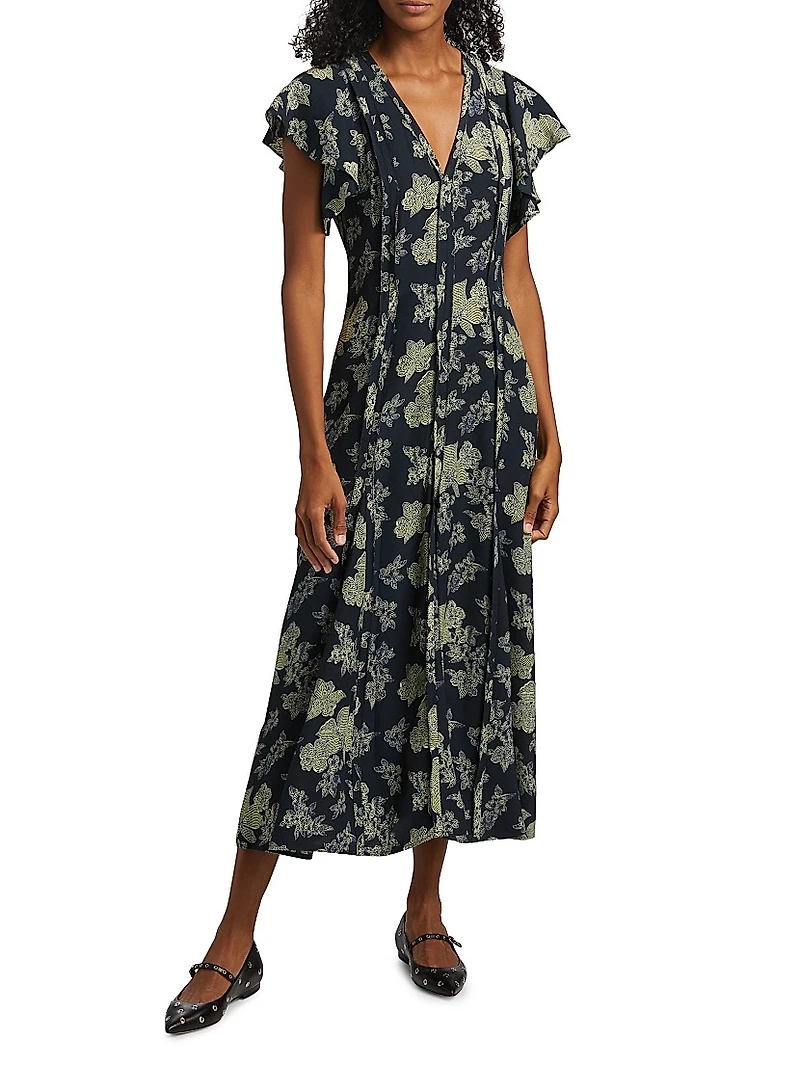 Evette Floral V-Neck Maxi Dress