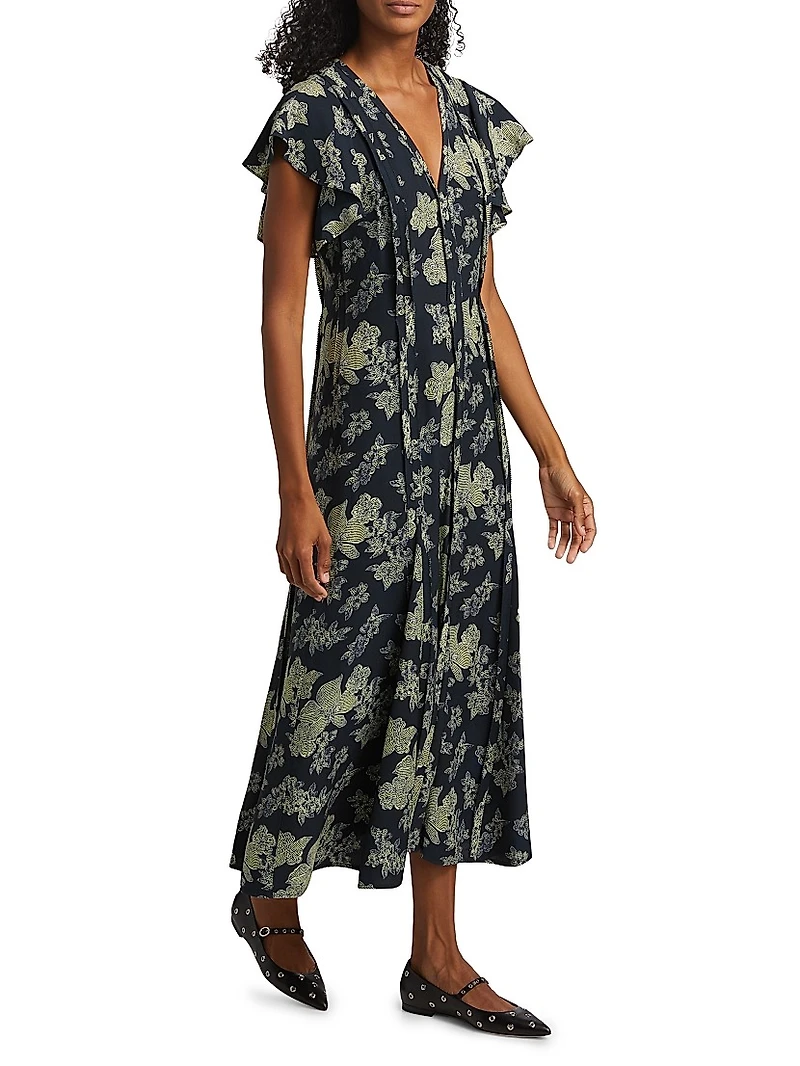 Evette Floral V-Neck Maxi Dress