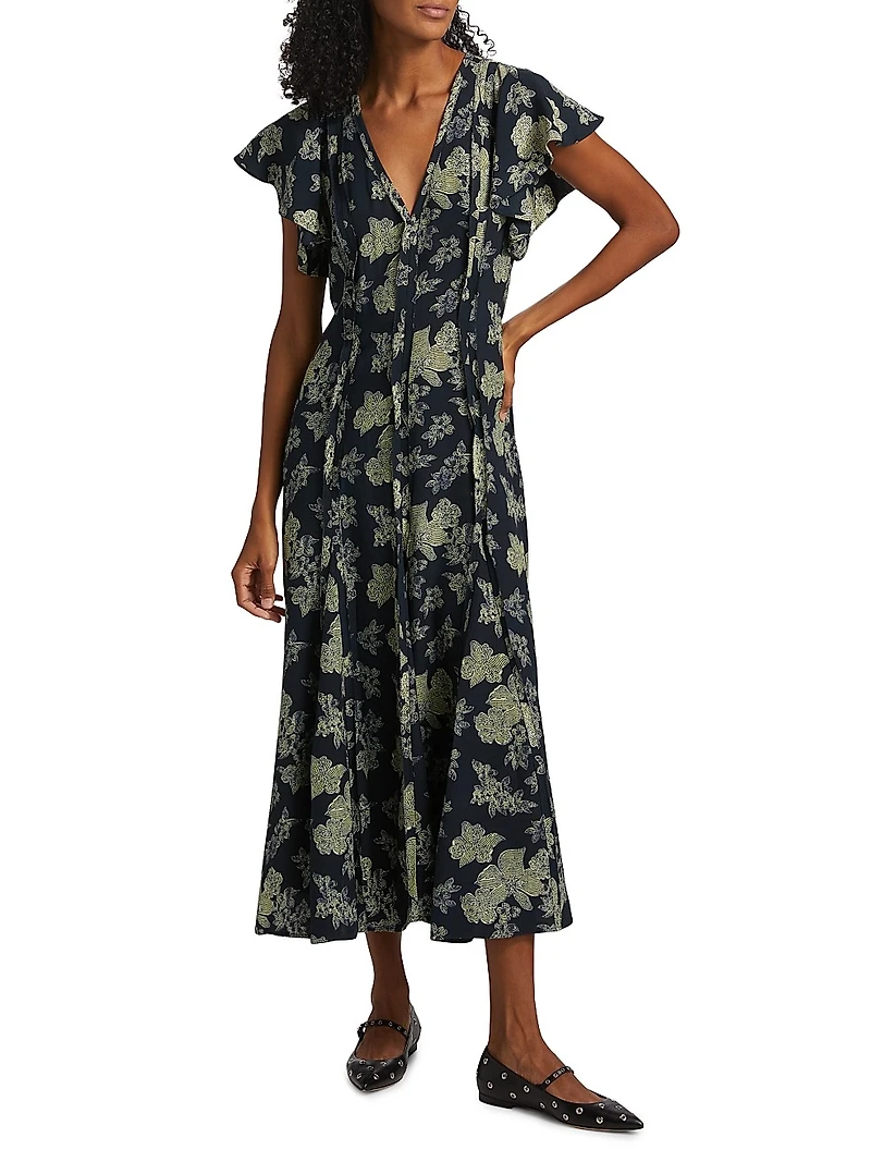 Evette Floral V-Neck Maxi Dress