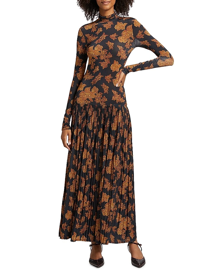 Amaya Floral Turtleneck Maxi Dress