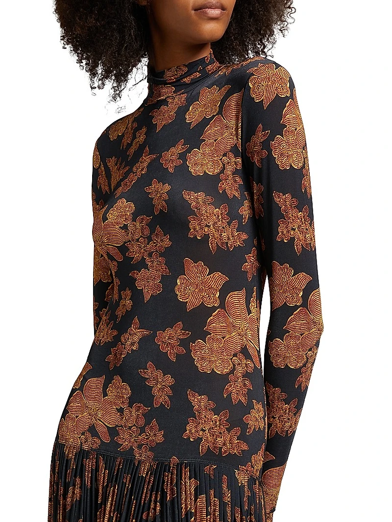 Amaya Floral Turtleneck Maxi Dress