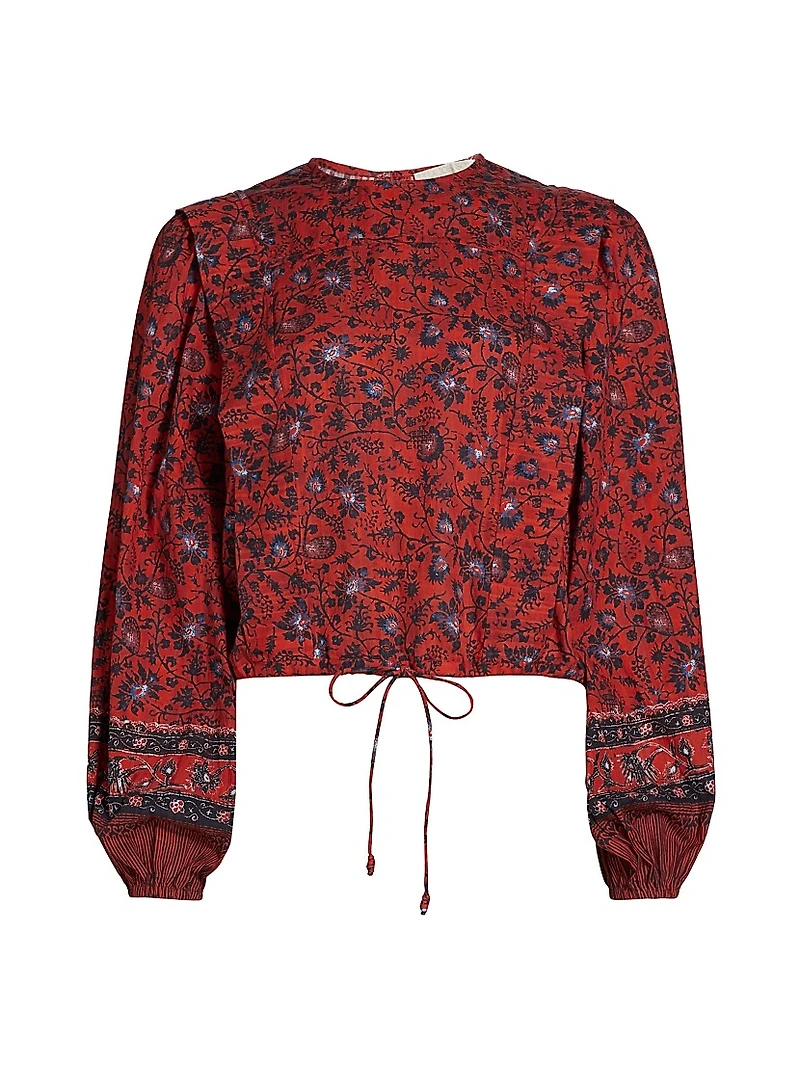 Prisha Floral Cotton-Blend Long-Sleeve Blouse