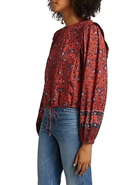 Prisha Floral Cotton-Blend Long-Sleeve Blouse