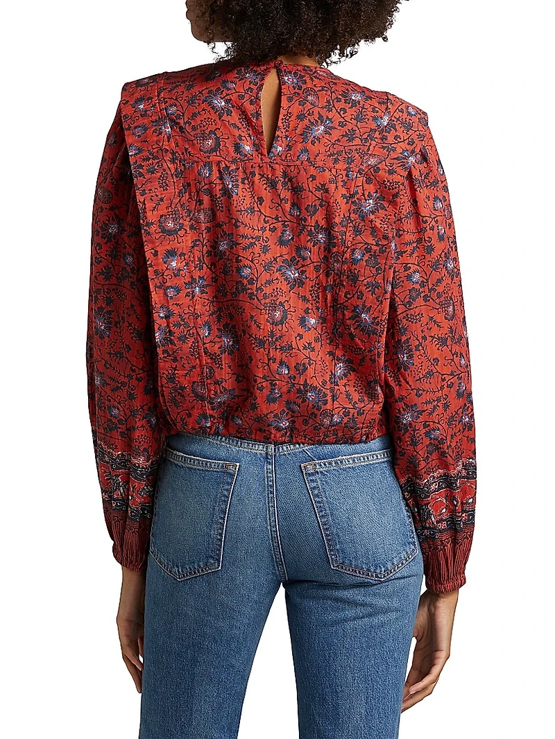 Prisha Floral Cotton-Blend Long-Sleeve Blouse