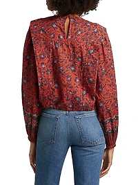 Prisha Floral Cotton-Blend Long-Sleeve Blouse