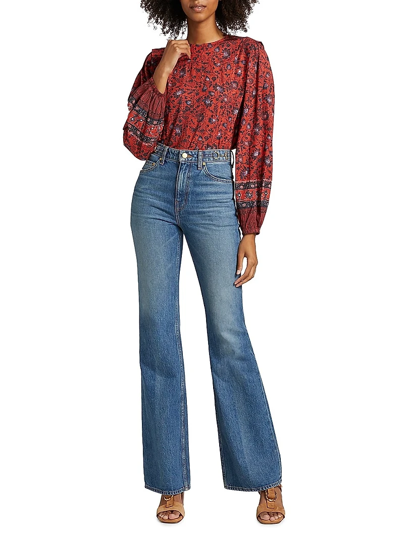 Prisha Floral Cotton-Blend Long-Sleeve Blouse