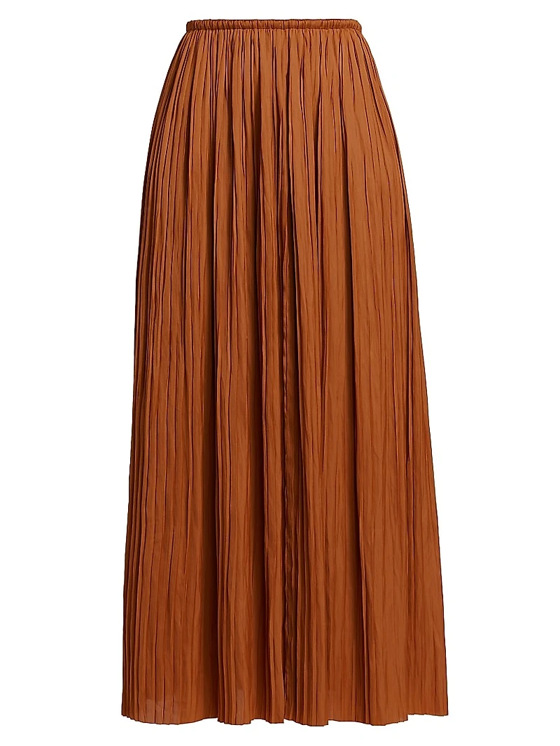 Ineze Pleated Satin Midi-Skirt