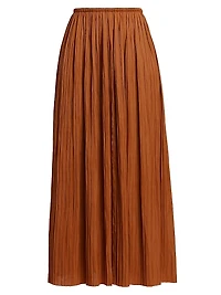 Ineze Pleated Satin Midi-Skirt