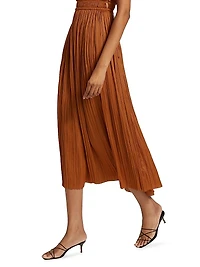 Ineze Pleated Satin Midi-Skirt