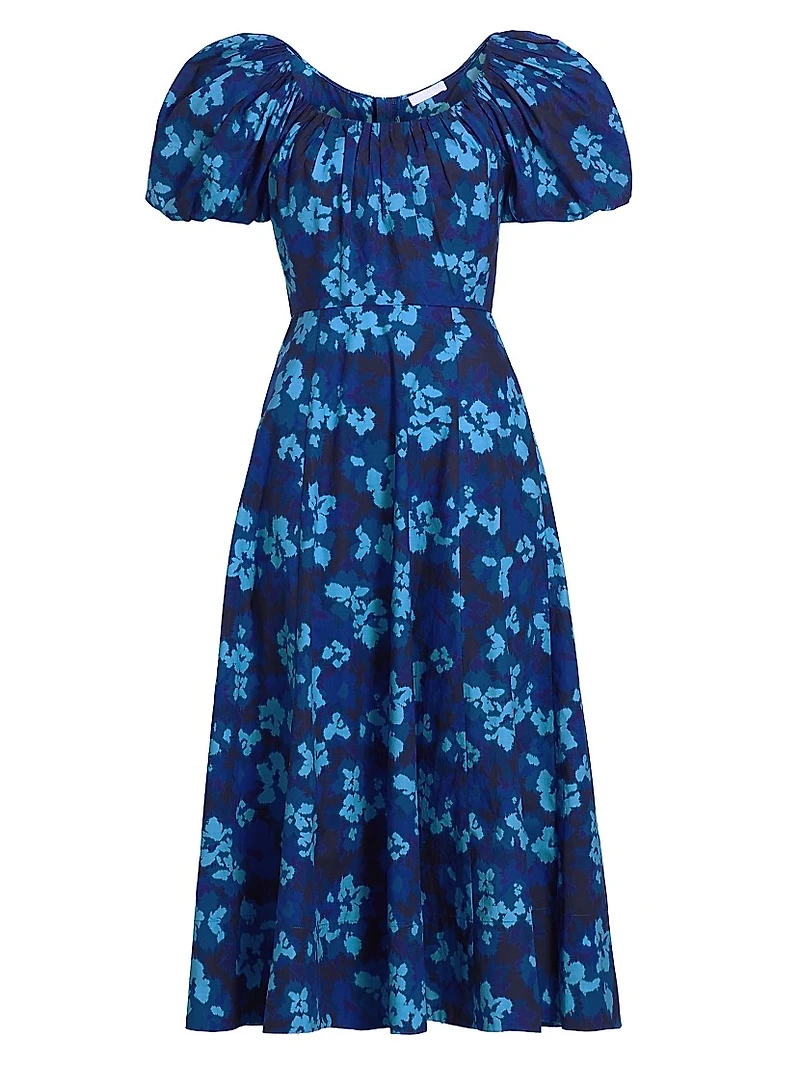 Imara Floral Cotton Poplin Midi-Dress