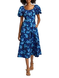Imara Floral Cotton Poplin Midi-Dress