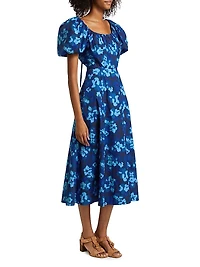 Imara Floral Cotton Poplin Midi-Dress
