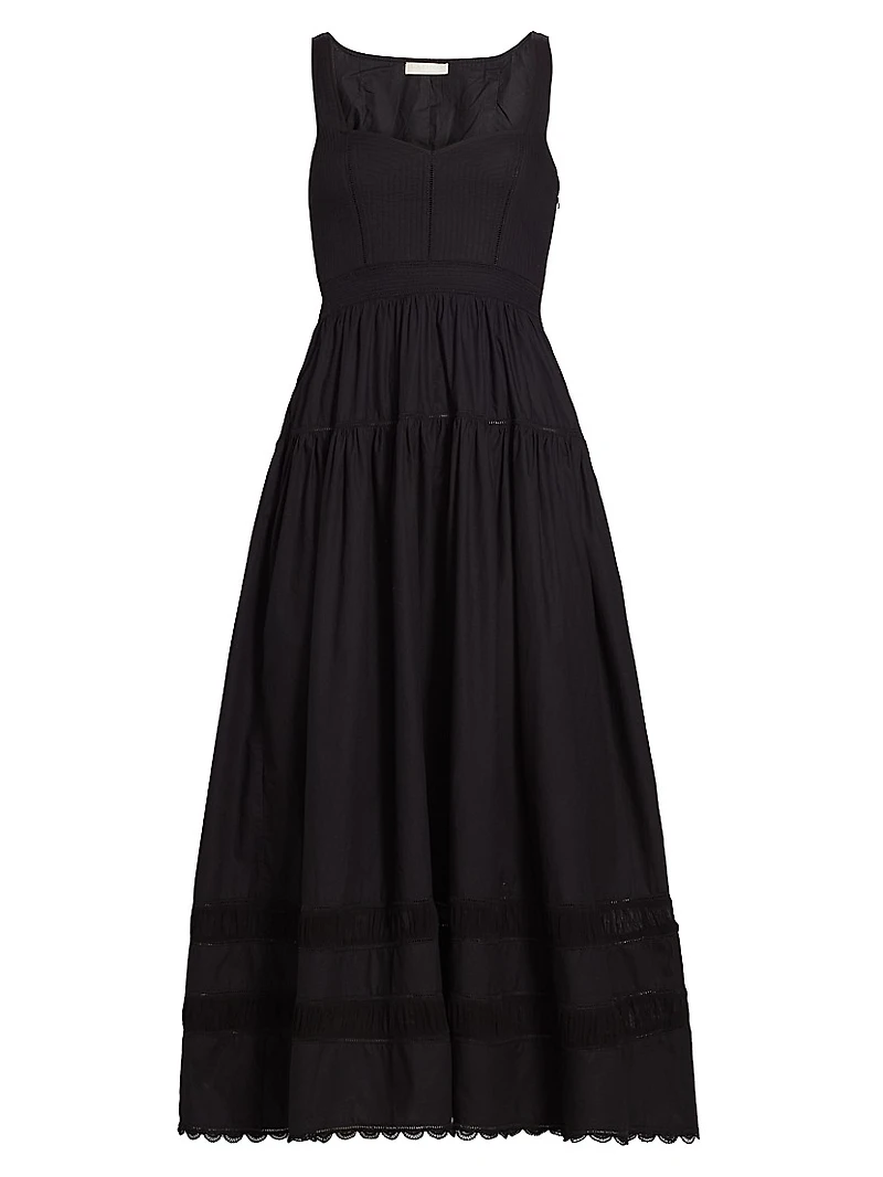 Isadora Quilted Cotton Fit & Flare Midi-Dress