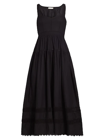 Isadora Quilted Cotton Fit & Flare Midi-Dress