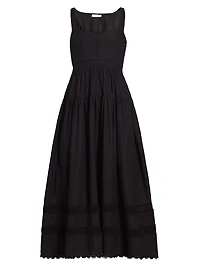 Isadora Quilted Cotton Fit & Flare Midi-Dress