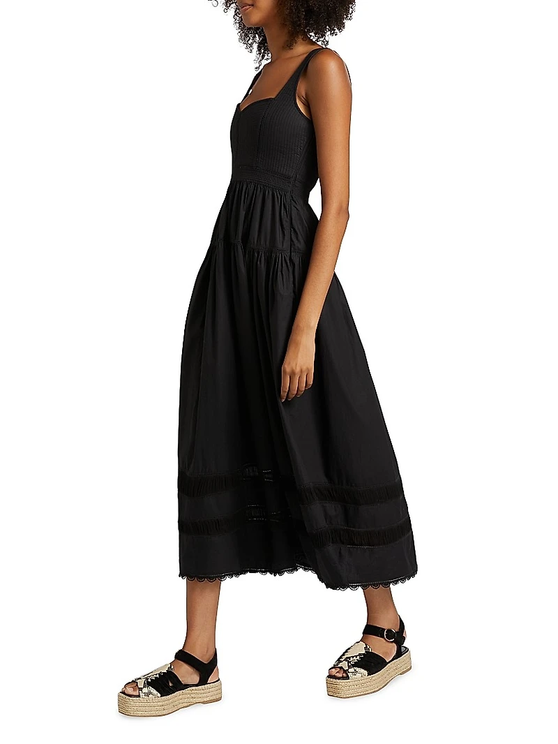 Isadora Quilted Cotton Fit & Flare Midi-Dress