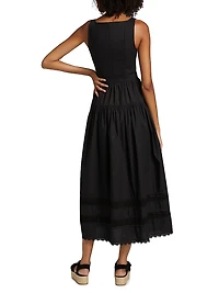 Isadora Quilted Cotton Fit & Flare Midi-Dress