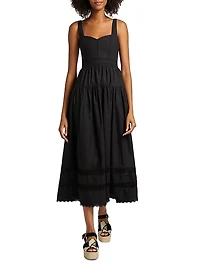 Isadora Quilted Cotton Fit & Flare Midi-Dress