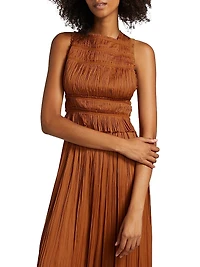 Ziva Plissé Satin Sleeveless Top